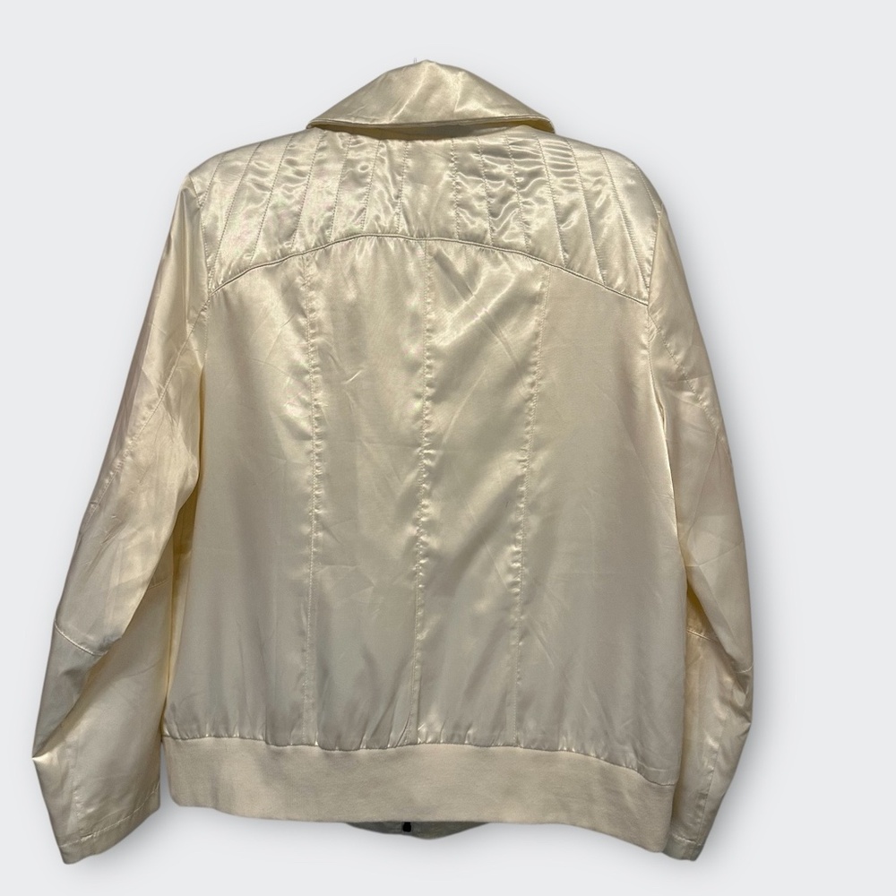 Chico's ZENERGY Quilted Utility Jacket Ivory Satin 2 Large Athleisure Y2K Casual - Picture 5 of 9
